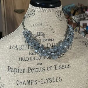 Blue Shiny Beaded Silver Necklace